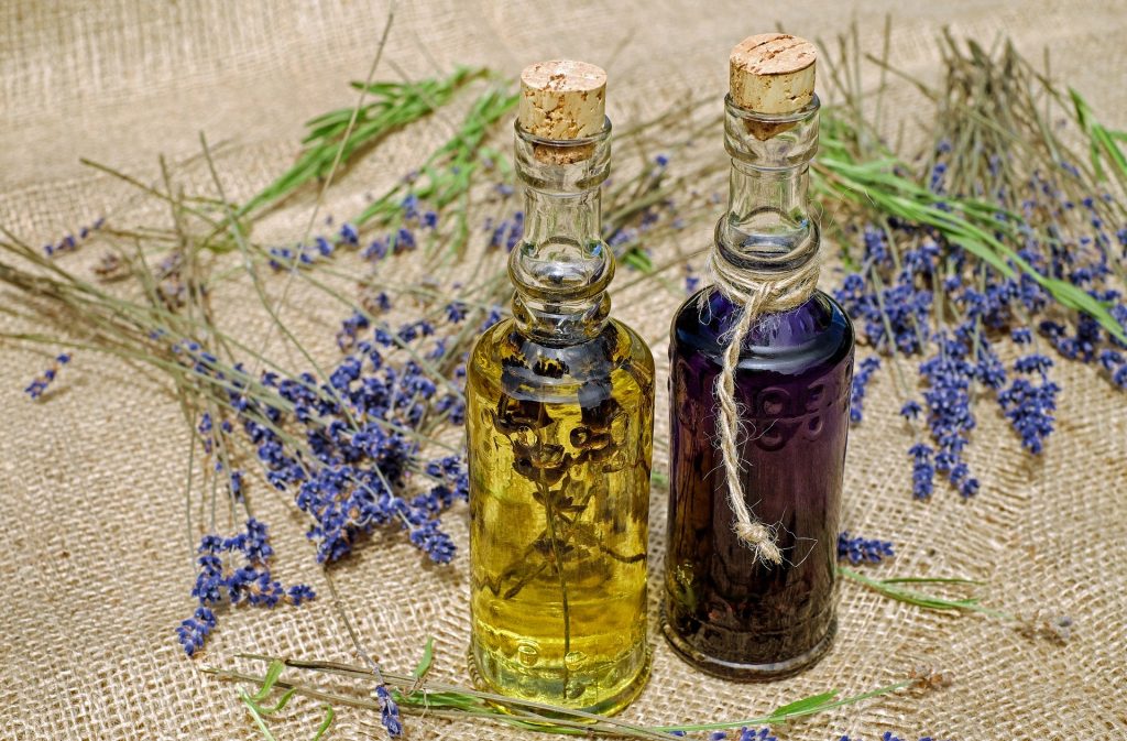 Lavender oil has both antiseptic and anti-inflammatory properties, which are used to heal minor burns and bug bites.